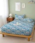 Royal Bloom StripeFlat Bedsheet With Pillow Covers