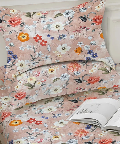 Royal Bloom StripeFlat Bedsheet With Pillow Covers
