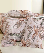 Ivory PalmFlat Bedsheet With Pillow Covers