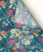 Teal Blossom HavenFlat Bedsheet With Pillow Covers