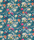 Teal Blossom HavenFlat Bedsheet With Pillow Covers
