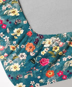 Teal Blossom HavenFlat Bedsheet With Pillow Covers