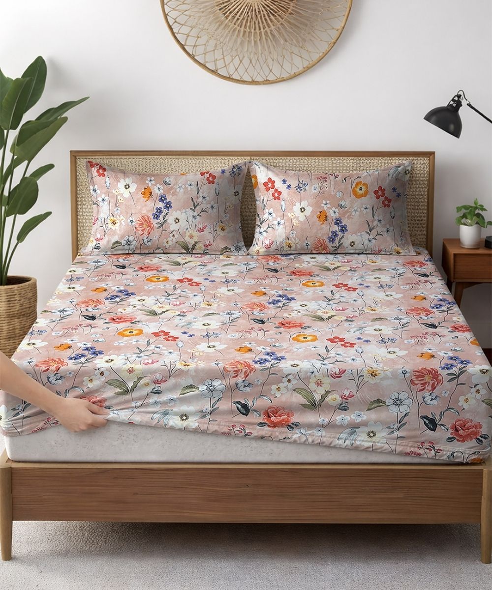 Misty Bloom Bedsheet With Pillow Covers