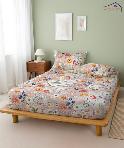 Misty Bloom Bedsheet With Pillow Covers