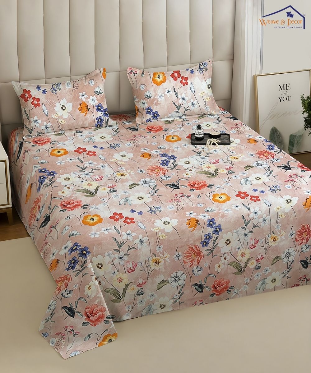 Misty Bloom Bedsheet With Pillow Covers