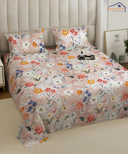 Misty Bloom Bedsheet With Pillow Covers