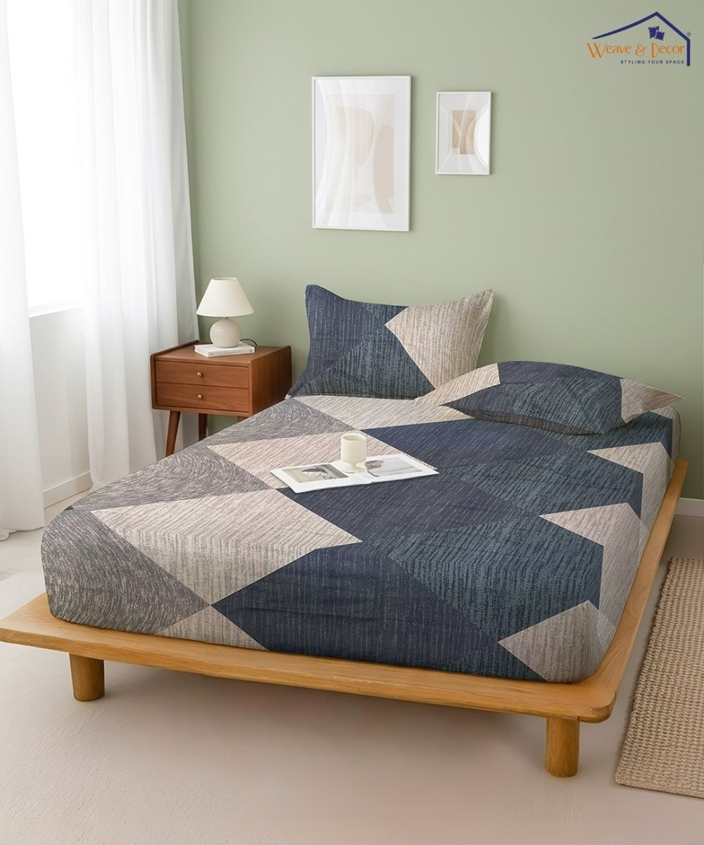 Midnight Geometry Bedsheet With Pillow Covers