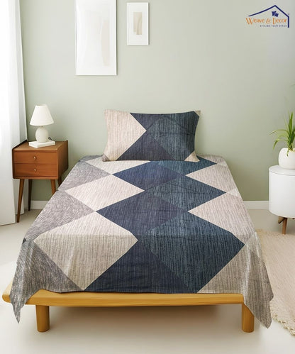 Midnight Geometry Bedsheet With Pillow Covers
