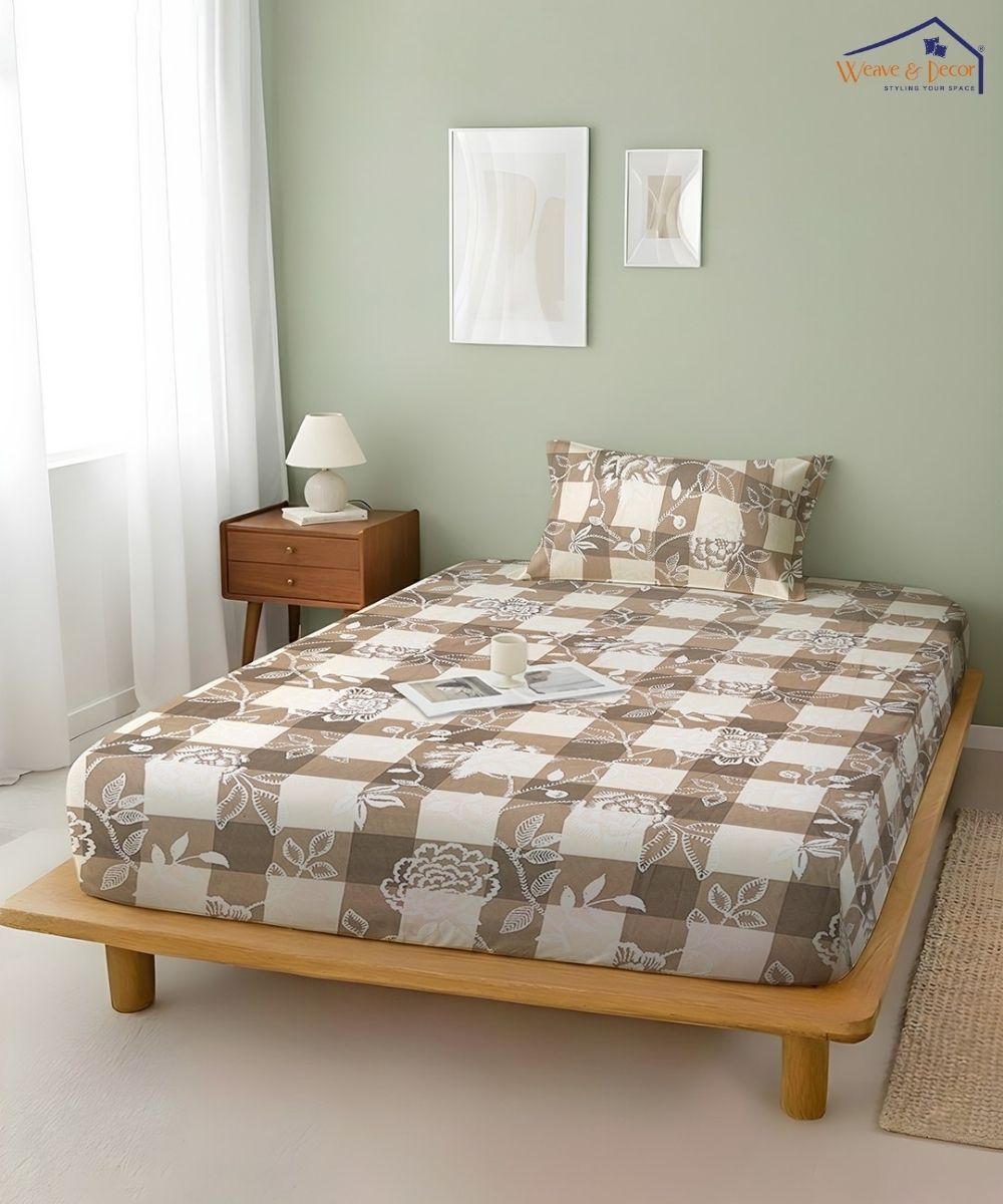 Bloom Check Bedsheet With Pillow Covers