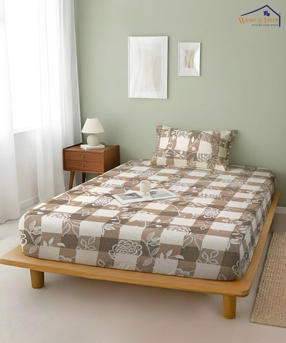 Bloom Check Bedsheet With Pillow Covers