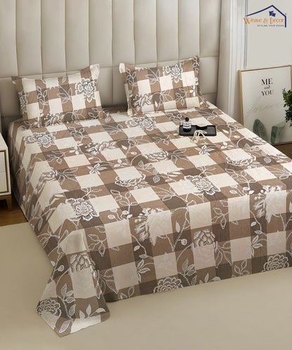 Bloom Check Bedsheet With Pillow Covers
