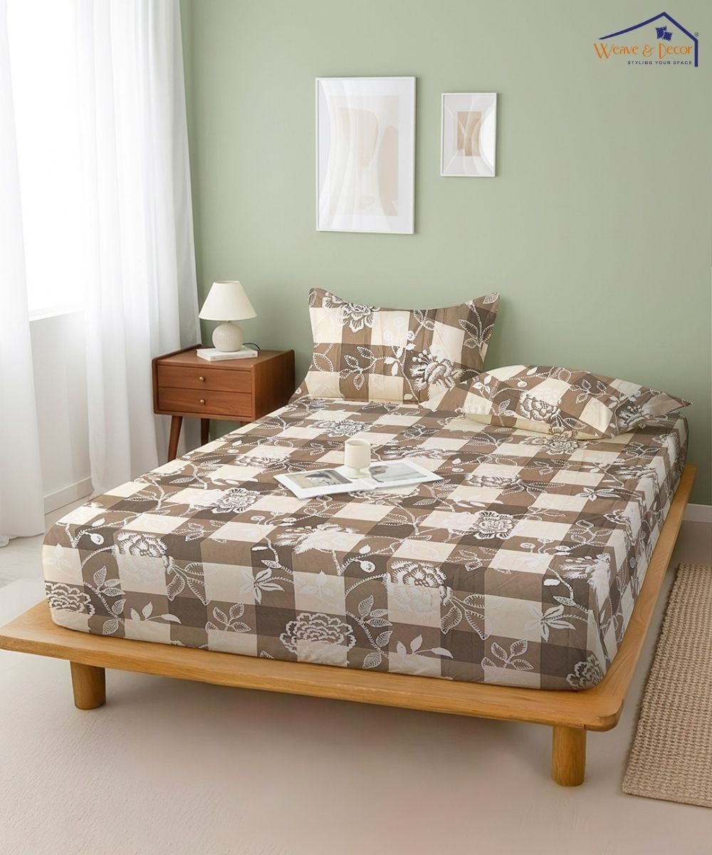 Bloom Check Bedsheet With Pillow Covers