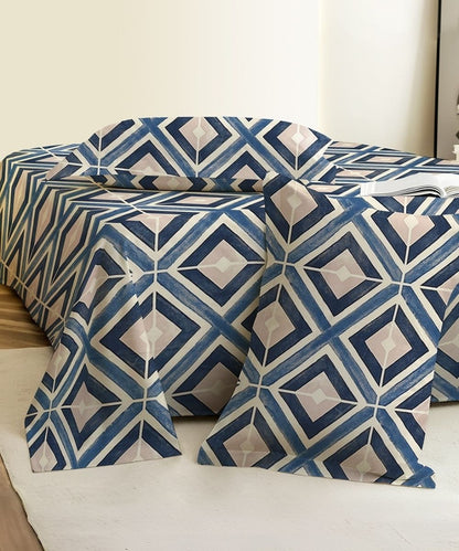 Steel Blue Prism Bedsheet With Pillow Covers