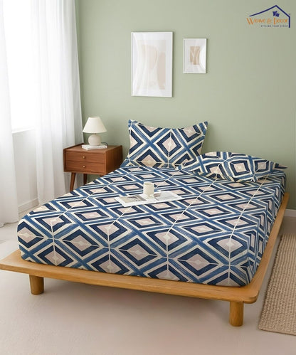 Steel Blue Prism Bedsheet With Pillow Covers