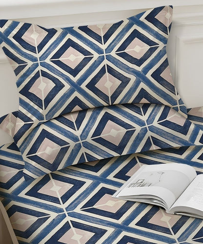 Steel Blue Prism Bedsheet With Pillow Covers