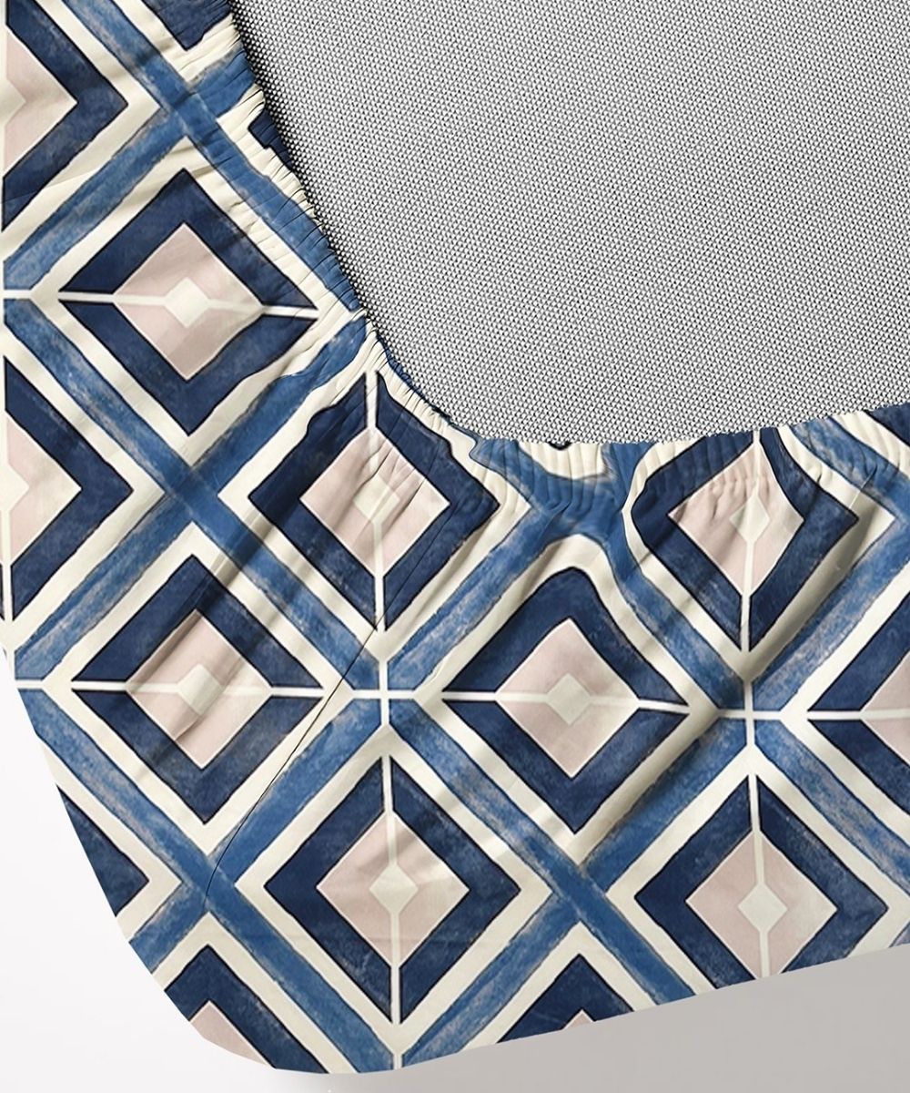 Steel Blue Prism Bedsheet With Pillow Covers