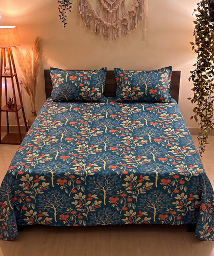 Steel Green Bedsheet With Pillow Covers