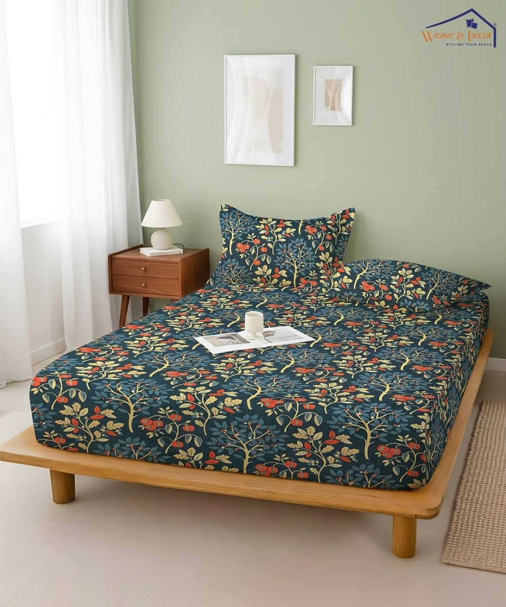Steel Green Bedsheet With Pillow Covers