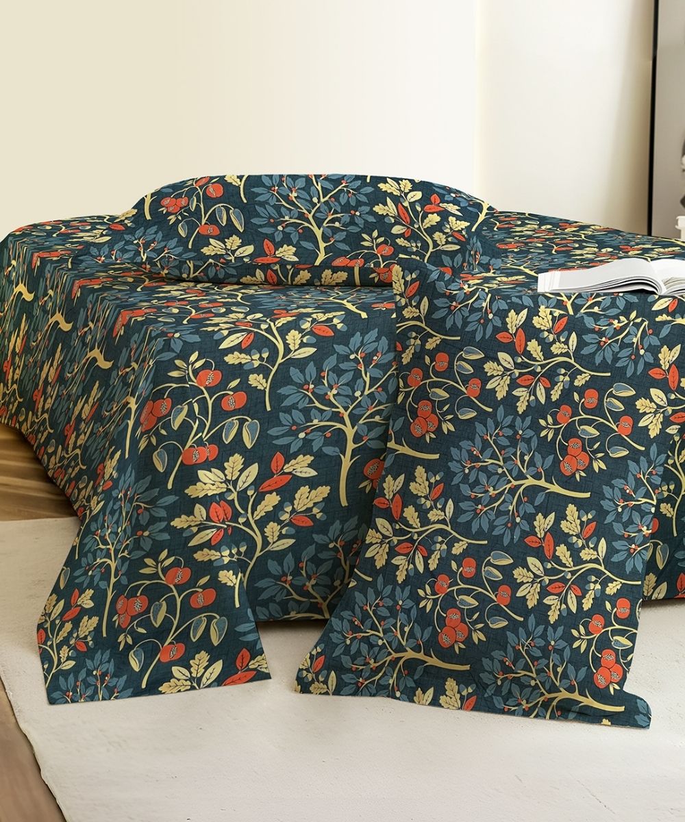 Steel Green Bedsheet With Pillow Covers