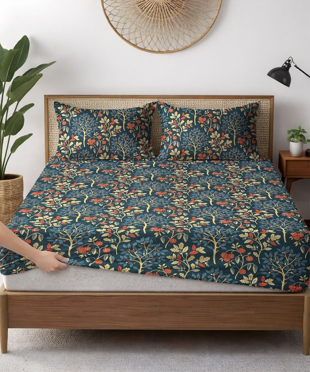Steel Green Bedsheet With Pillow Covers