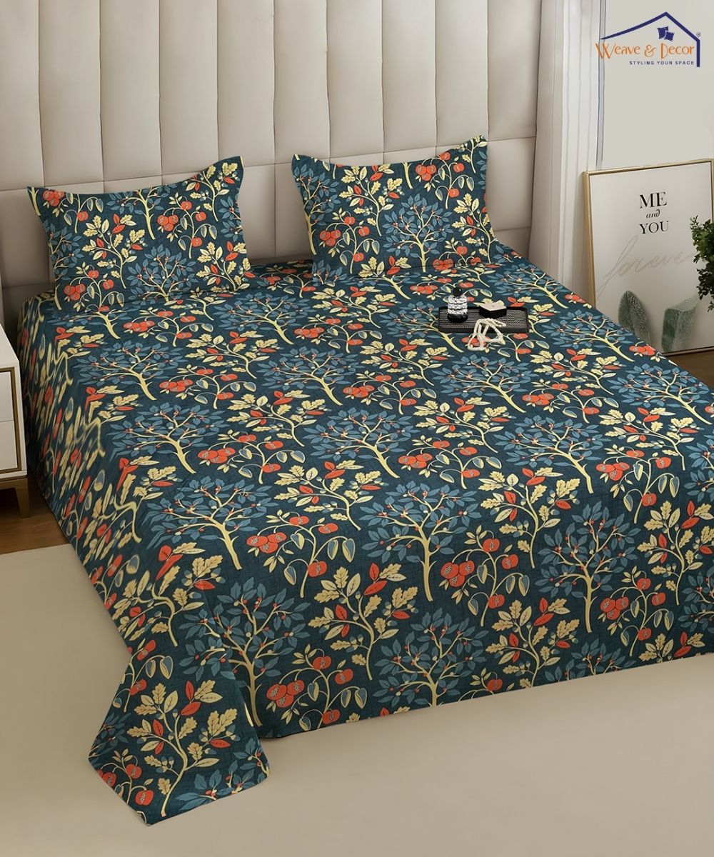 Steel Green Bedsheet With Pillow Covers