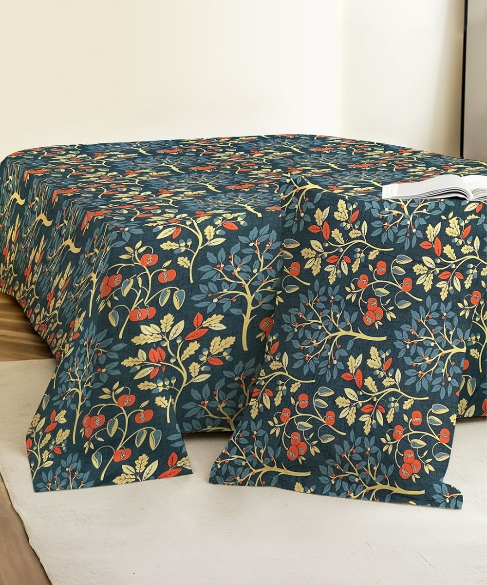Steel Green Bedsheet With Pillow Covers