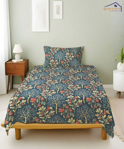 Steel Green Bedsheet With Pillow Covers