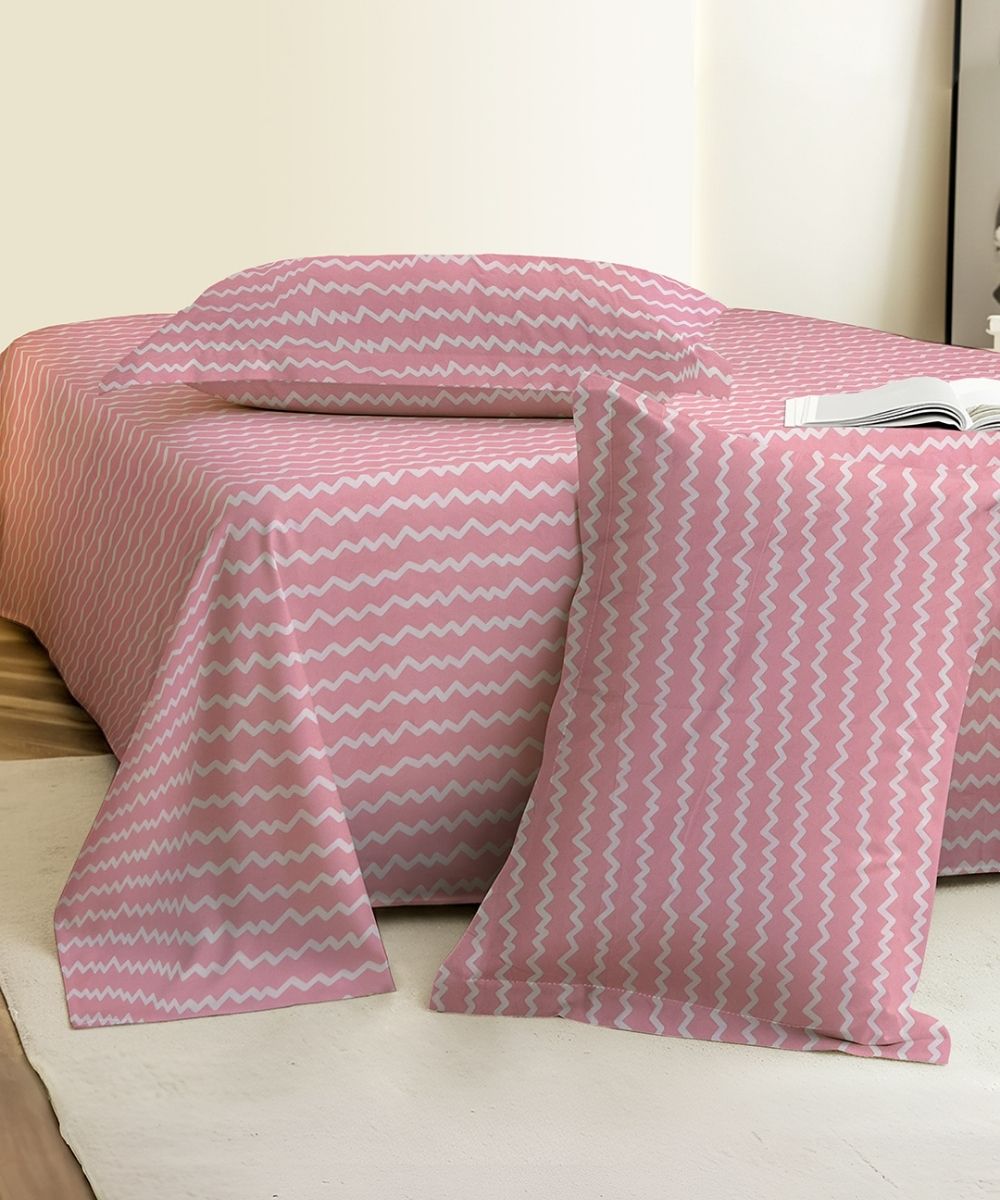Blush Wave Bedsheet With Pillow Covers