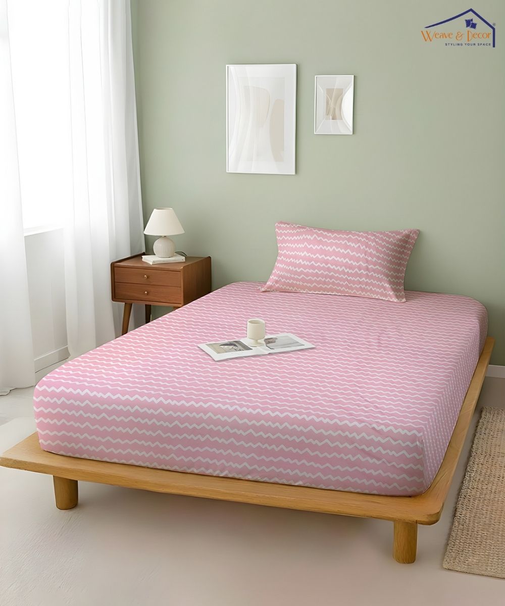 Blush Wave Bedsheet With Pillow Covers
