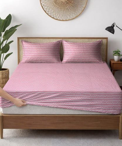 Blush Wave Bedsheet With Pillow Covers