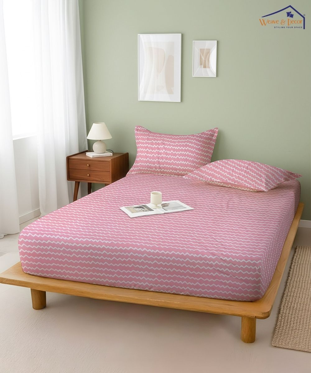 Blush Wave Bedsheet With Pillow Covers