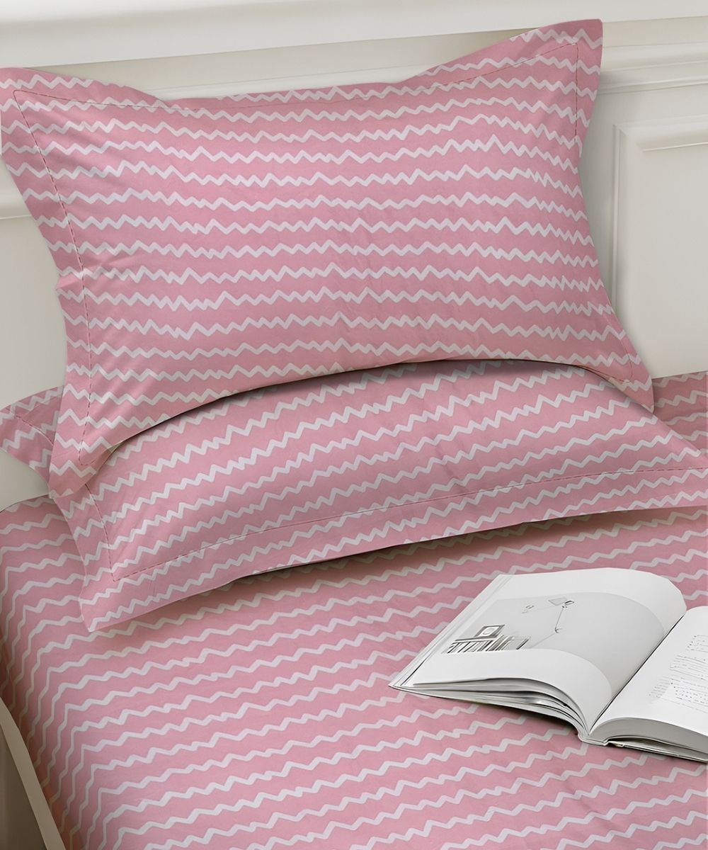 Blush Wave Bedsheet With Pillow Covers