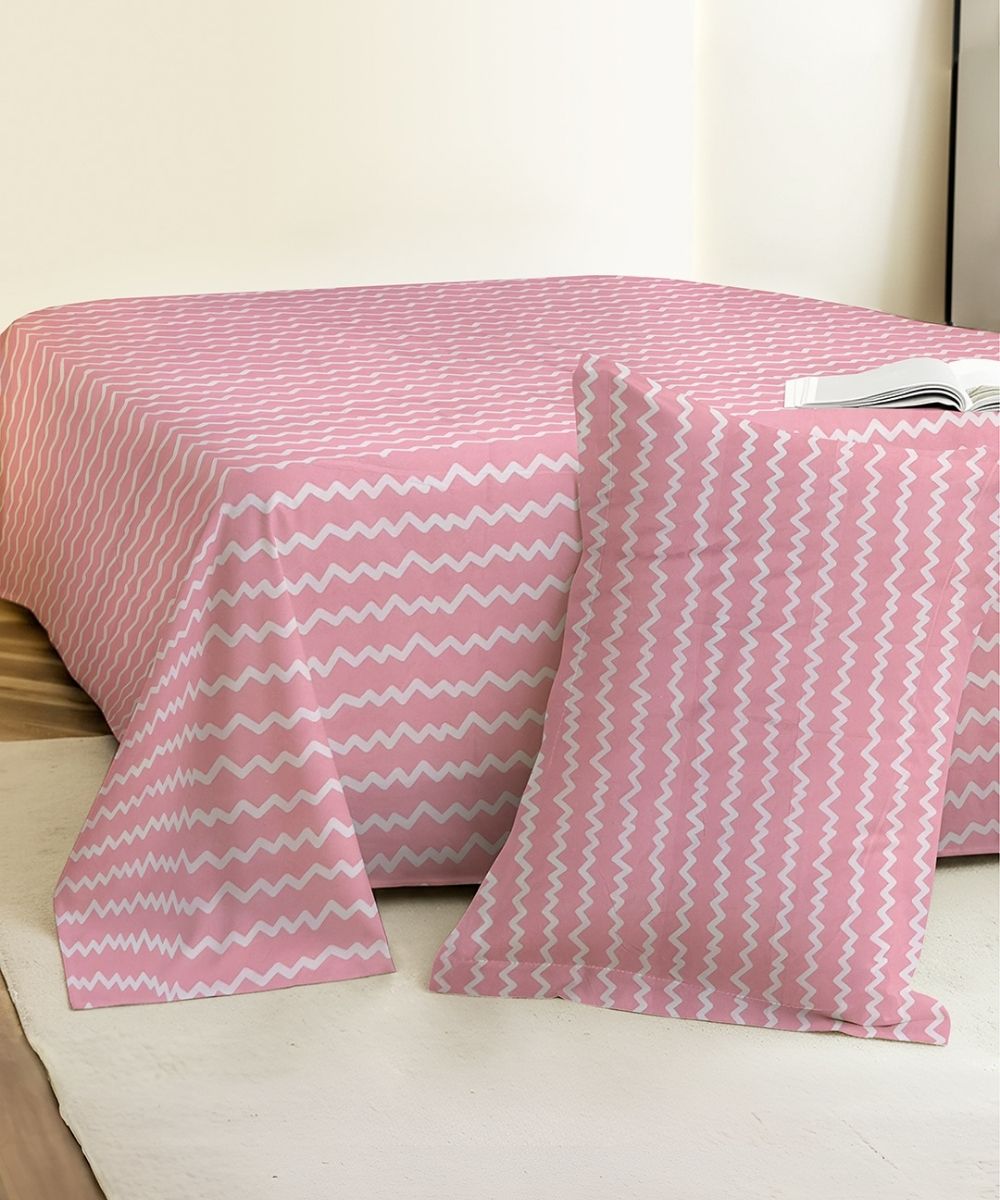 Blush Wave Bedsheet With Pillow Covers