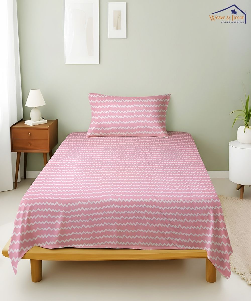 Blush Wave Bedsheet With Pillow Covers