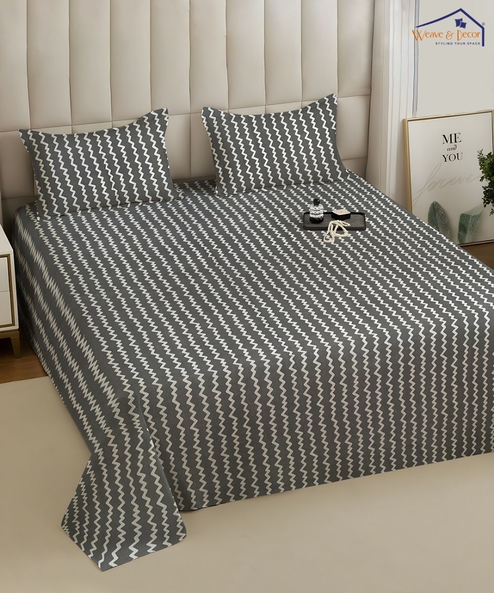 Nordic Grey Bedsheet With Pillow Covers