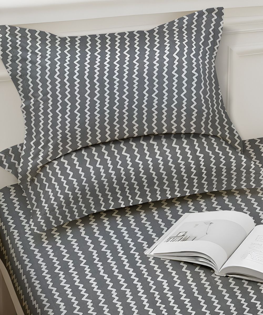 Nordic Grey Bedsheet With Pillow Covers