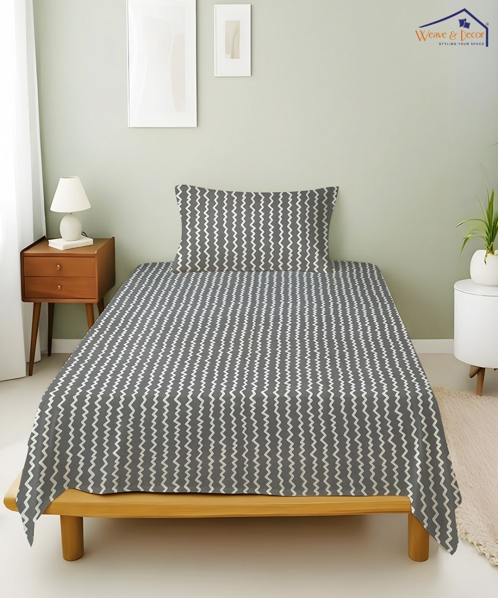 Nordic Grey Bedsheet With Pillow Covers