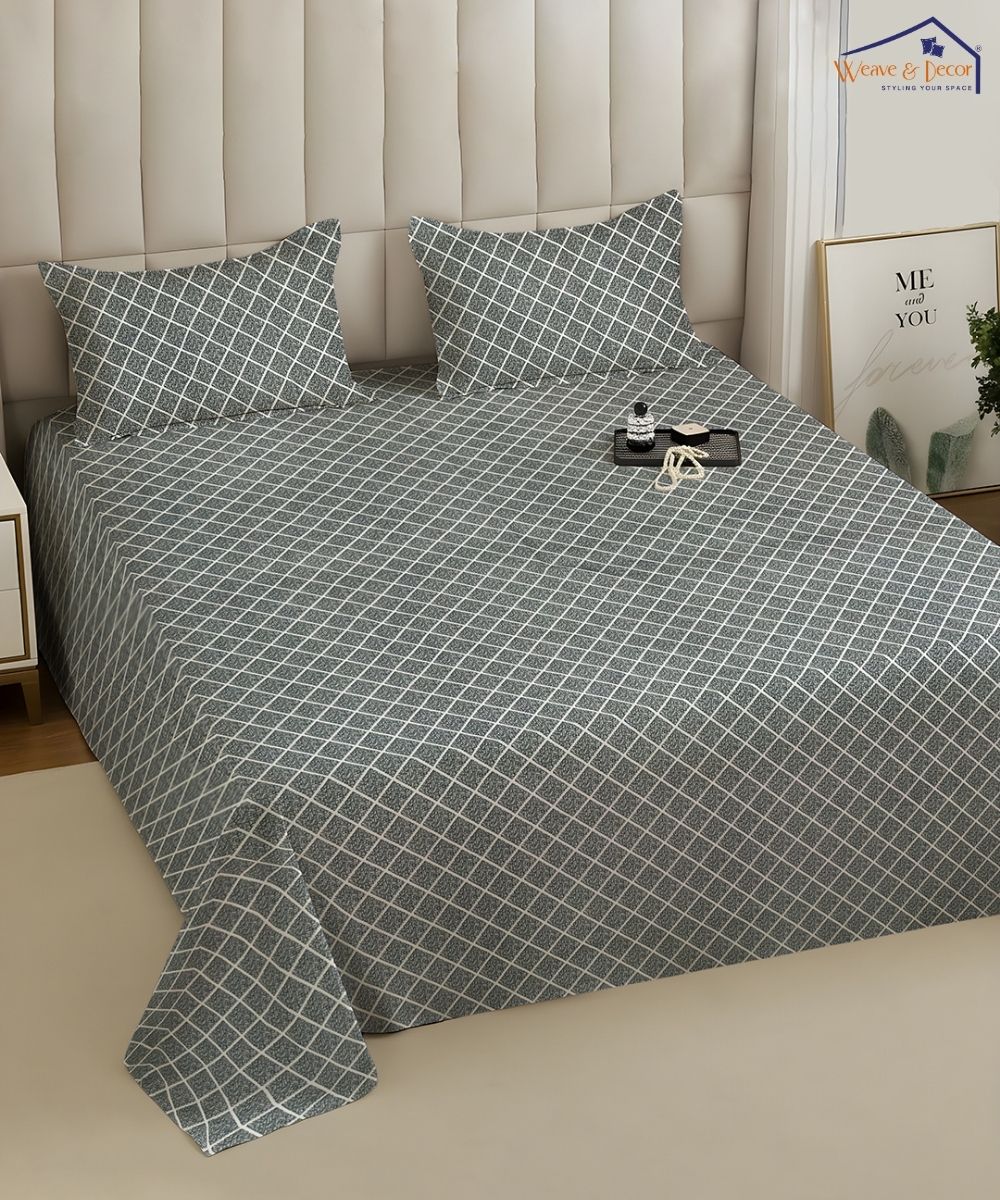 Mist Grey Trellis Bedsheet With Pillow Covers