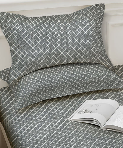 Mist Grey Trellis Bedsheet With Pillow Covers