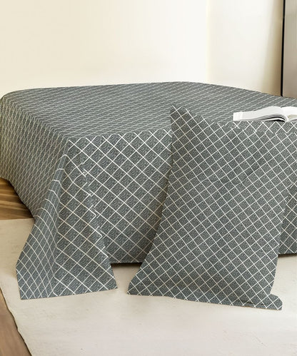 Mist Grey Trellis Bedsheet With Pillow Covers