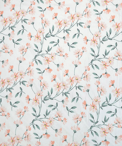 Off-White Floral Super King Fitted Bedsheet With 2 Pillow Covers