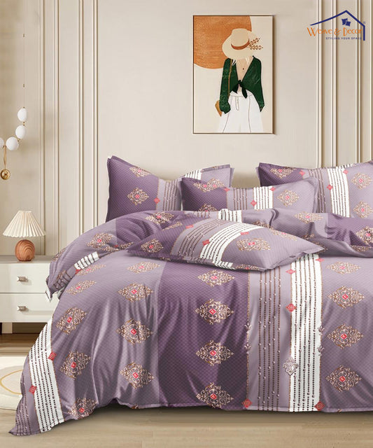Vintage Plum Harmony  Comforter Set With Bedsheet-4C