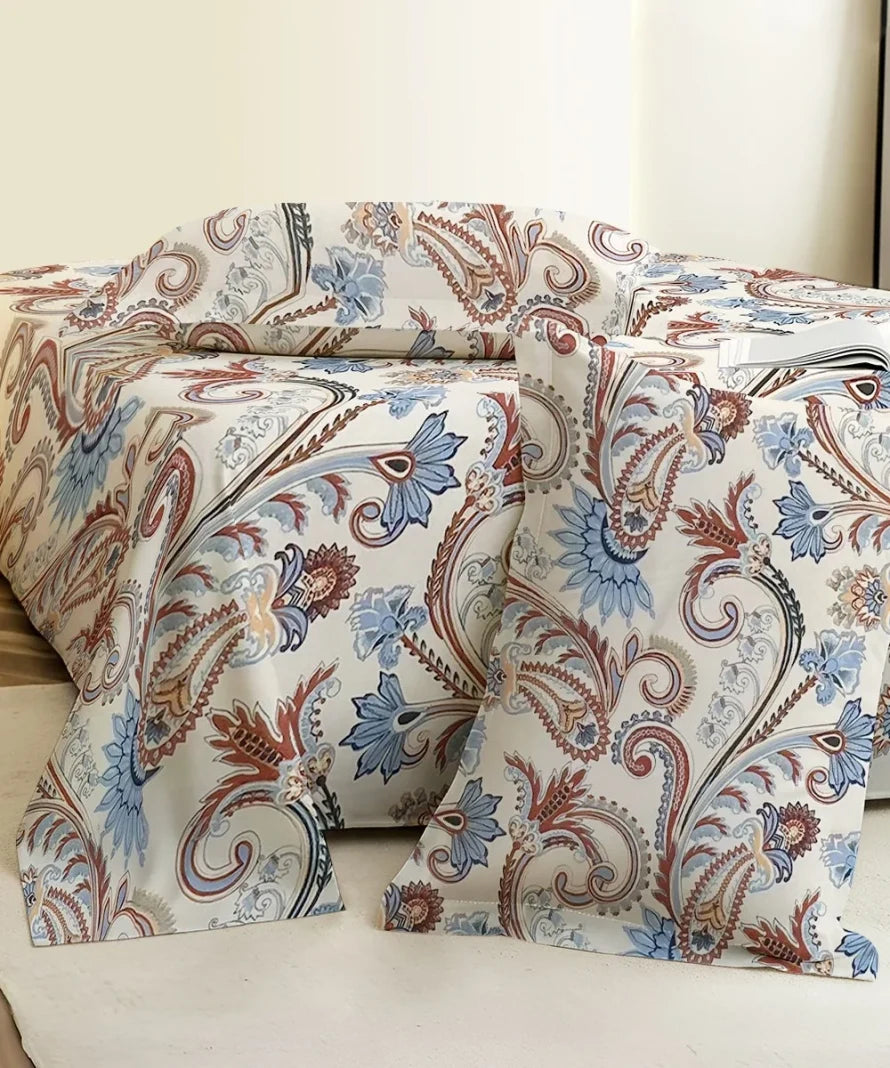 Cream Blossom Flat Bedsheet With Pillow Cover