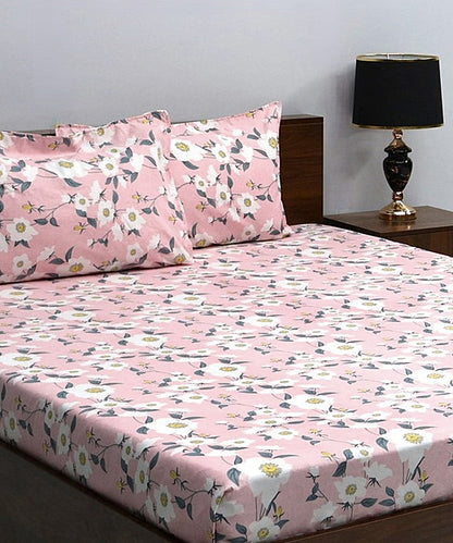 Pink Roseate Flat Bedsheet With Pillow Cover