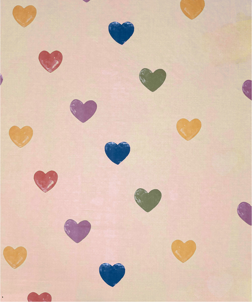 Rainbow Heartbeats Flat Double Bedsheet With 2 Pillow Covers