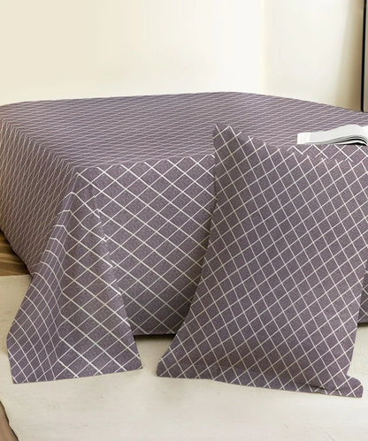 Lavender Checks    Flat Bedsheet With Pillow Covers