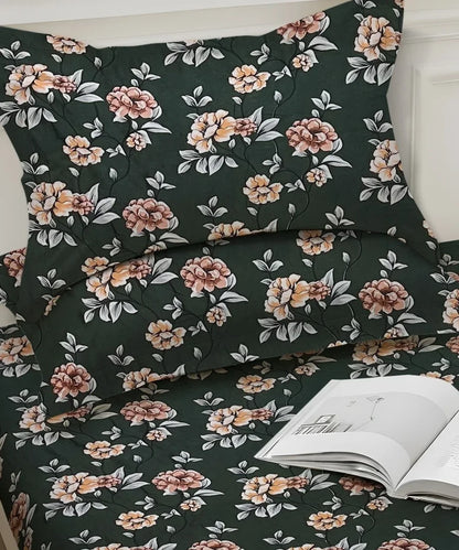 Botanical Noir Flat Bedsheet With Pillow Covers