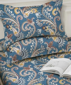 Blue Blossom Flat Double Bedsheet With 2 Pillow Cover