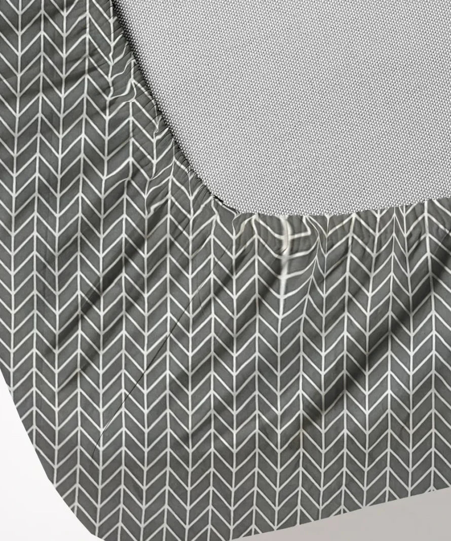 Grey Chevron   Flat Bedsheet With Pillow Covers