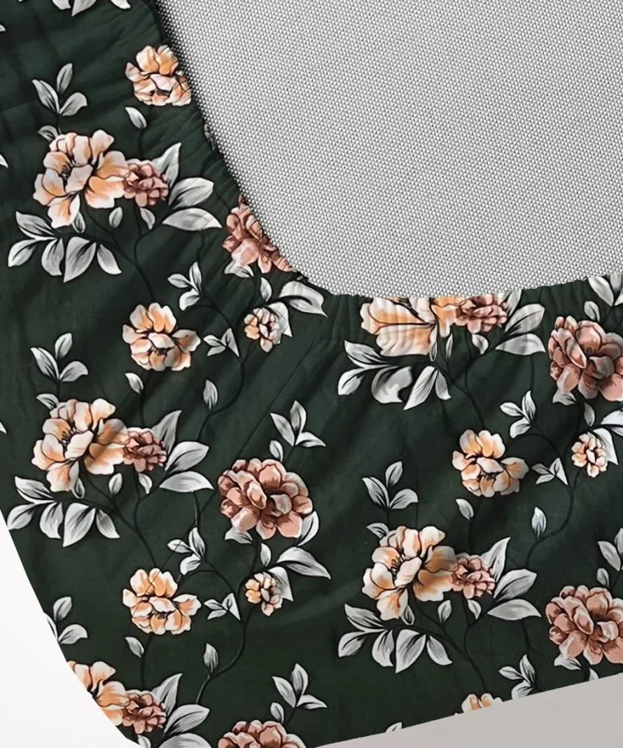 Botanical Noir Flat Bedsheet With Pillow Covers